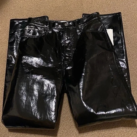 NWT Agolde Leather Black Pants - Picture 7 of 7